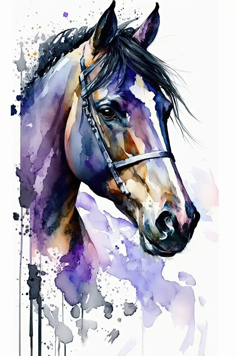 Frendorf | Lila Pferd Aquarell Wandkunst