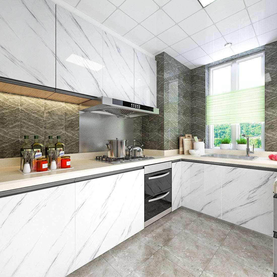 Frendorf | PVC solide Vinyl-Marmor-Tapete wasserdicht selbstklebendes Tapete