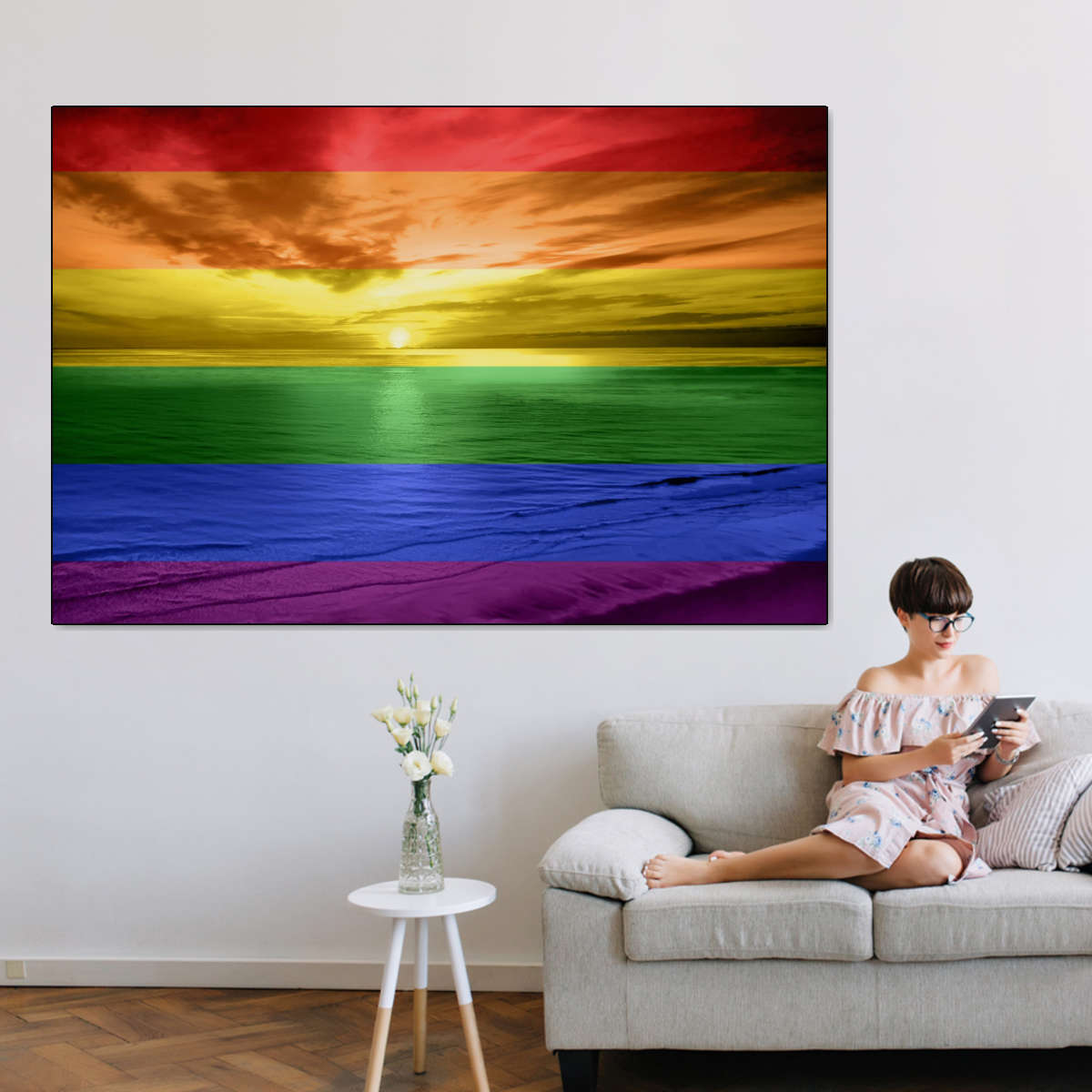 Frendorf | Ein Regenbogen Sonnenuntergang Wandkunst