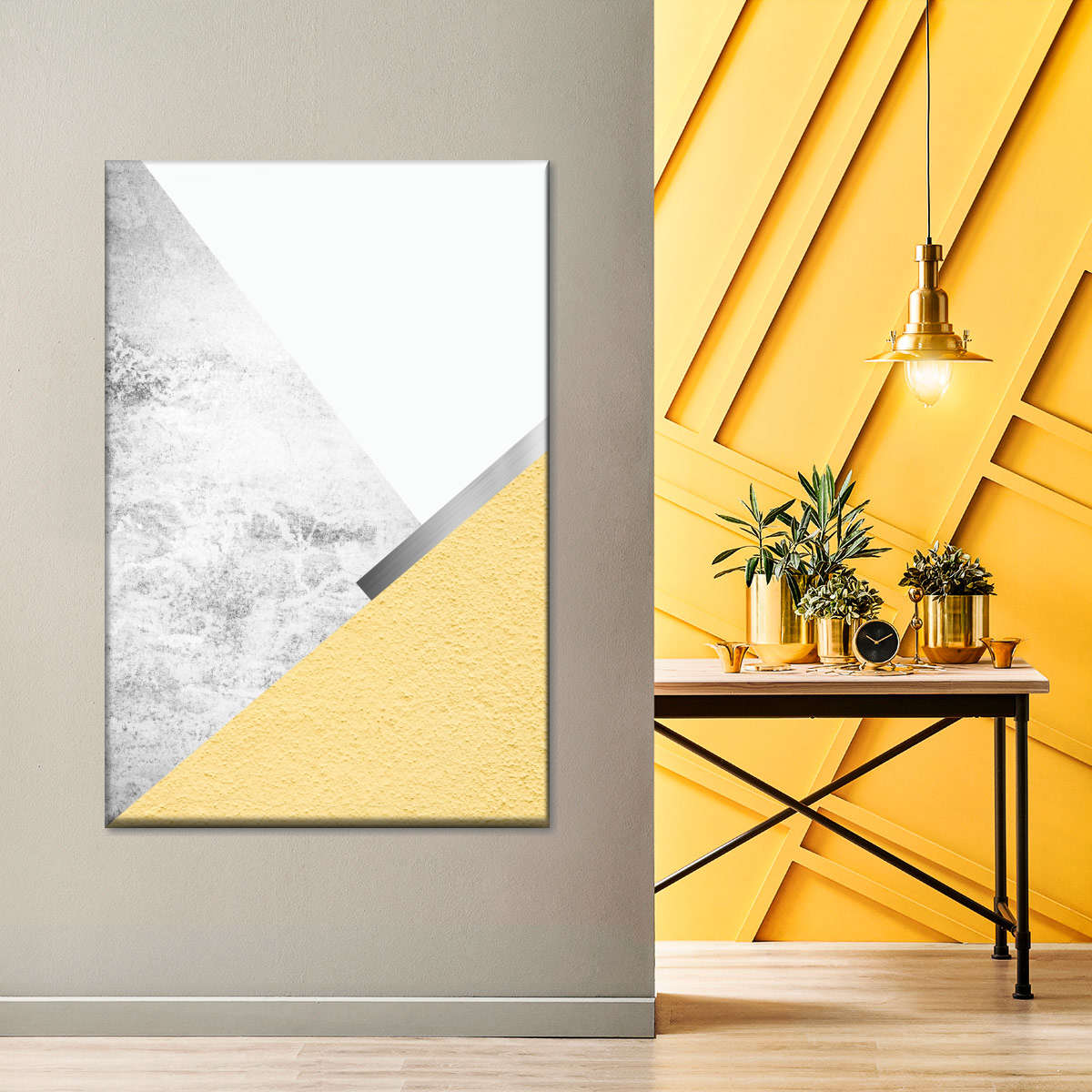 Frendorf | Gelbe und graue Berge I Wandkunst