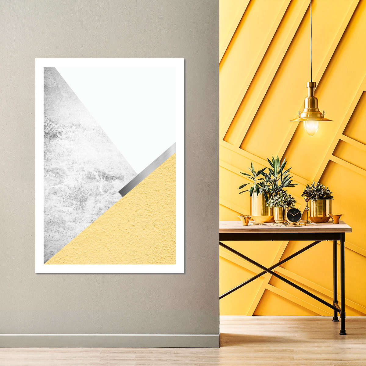 Frendorf | Gelbe und graue Berge I Wandkunst