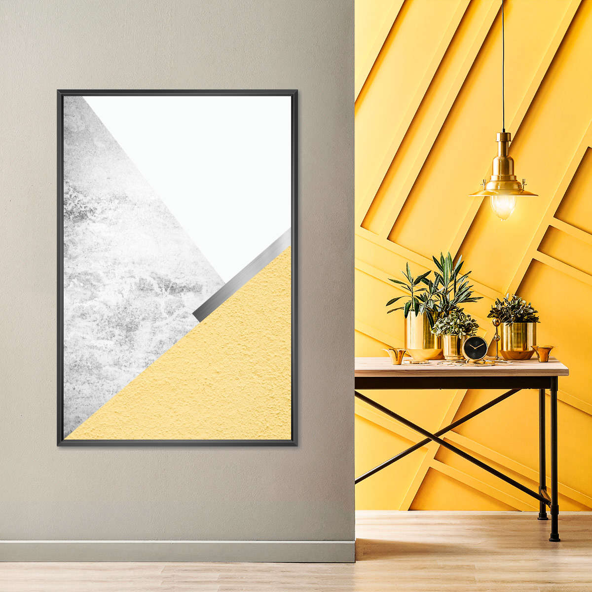 Frendorf | Gelbe und graue Berge I Wandkunst
