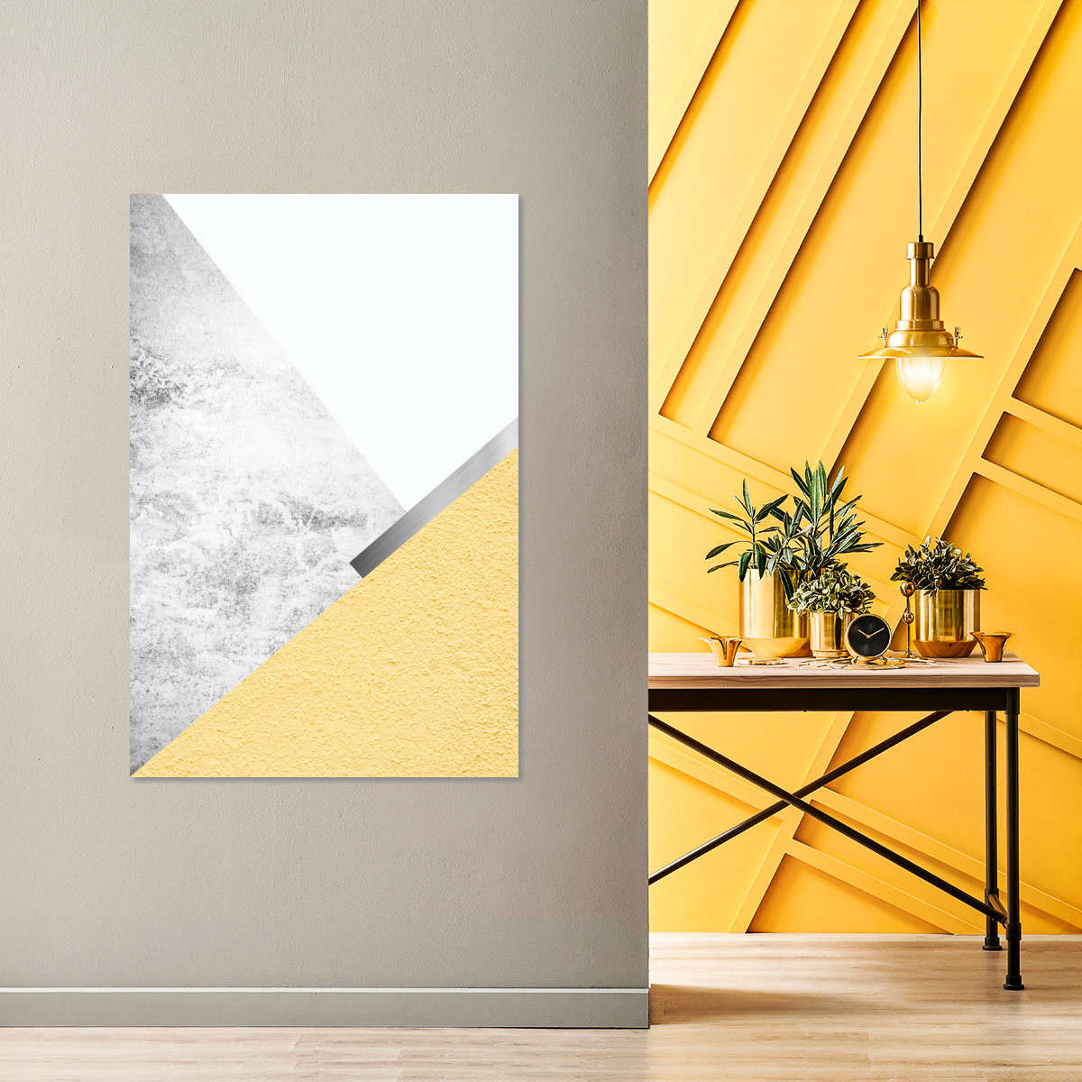 Frendorf | Gelbe und graue Berge I Wandkunst