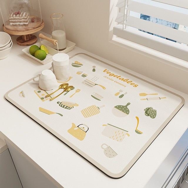 Frendorf | Schnell Trocknende Küchen Absorbierende Abtropfunterlage Trocknungsmatte für Tisch