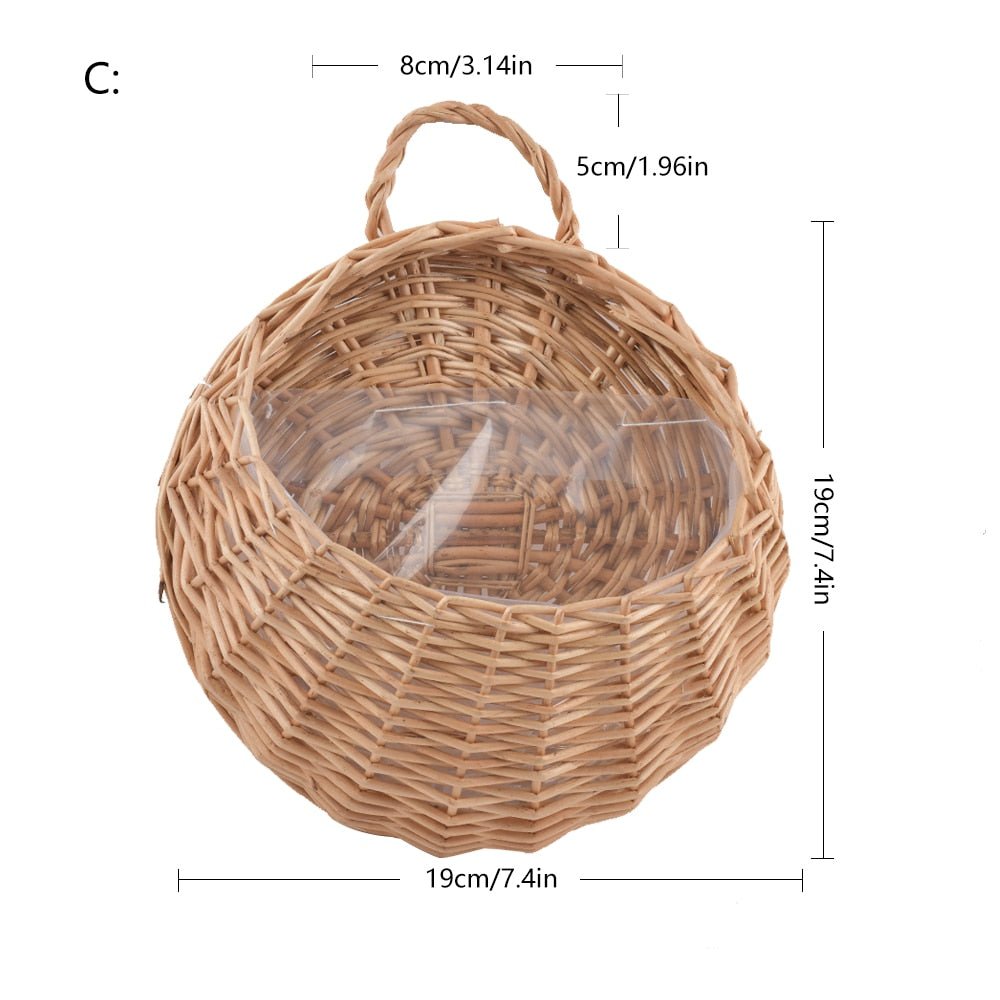 Frendorf | RattaBloom Wand-Pflanzgefäß aus Rattan | Hängender Pflanzenhalter | Dekoratives Garten-Accessoire