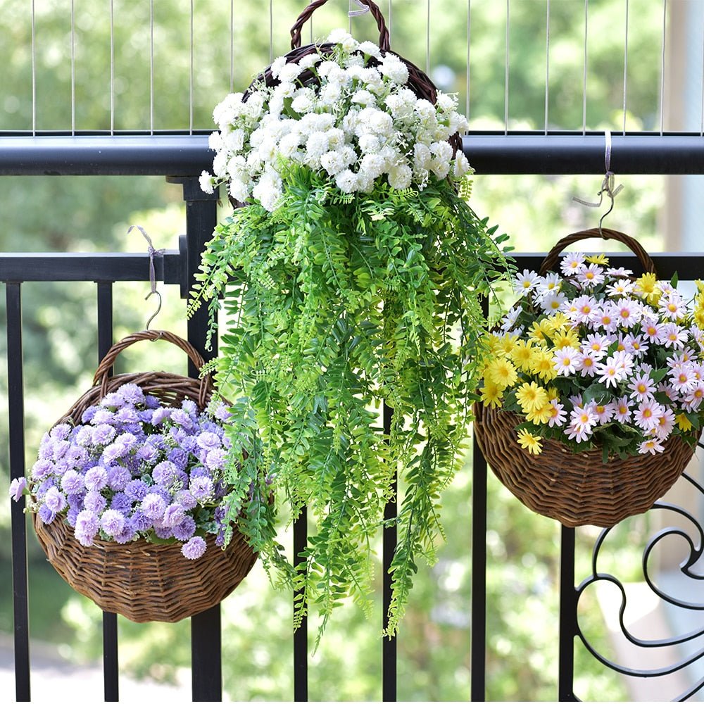 Frendorf | RattaBloom Wand-Pflanzgefäß aus Rattan | Hängender Pflanzenhalter | Dekoratives Garten-Accessoire