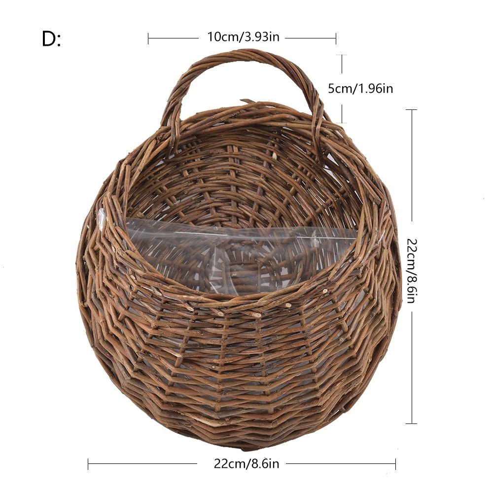 Frendorf | RattaBloom Wand-Pflanzgefäß aus Rattan | Hängender Pflanzenhalter | Dekoratives Garten-Accessoire