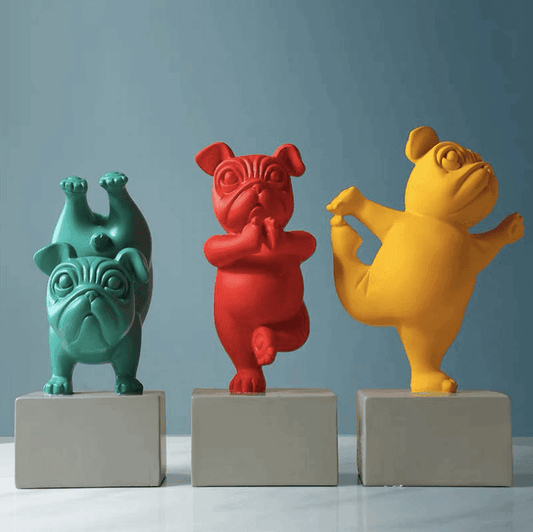 Resin Abstract Yoga Bulldog Figurine