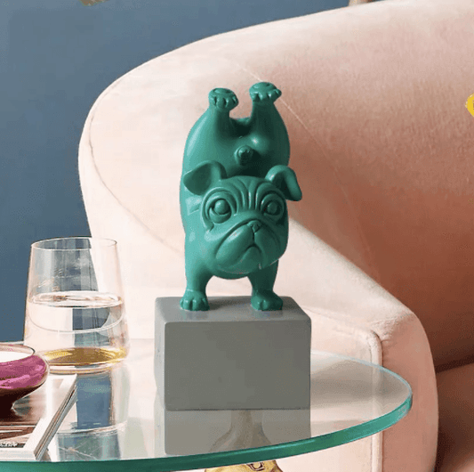 Resin Abstract Yoga Bulldog Figurine