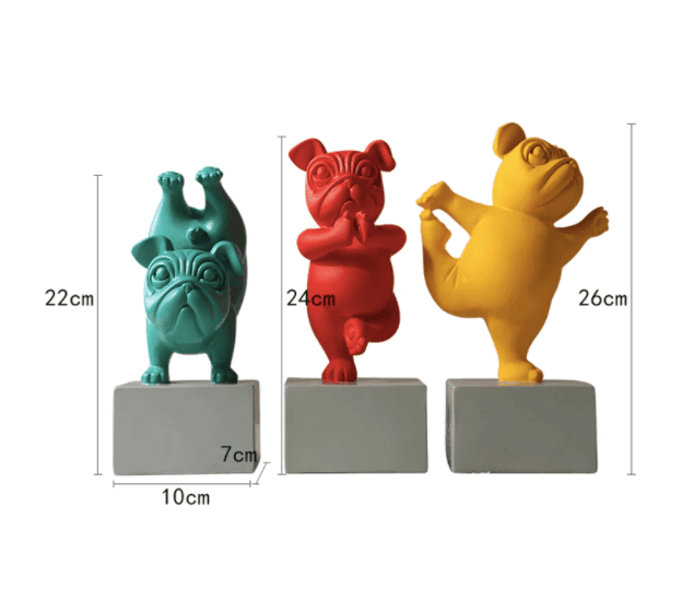 Resin Abstract Yoga Bulldog Figurine