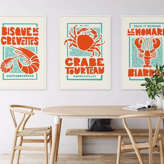 Retro Französischer Schalentiere Leinwanddruck Poster