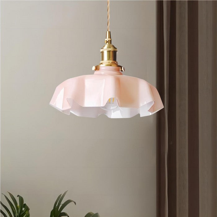 Frendorf | NostaLume Glasblume Hängelampe | Vintage Pendelleuchte | Elegantes Licht für Zuhause
