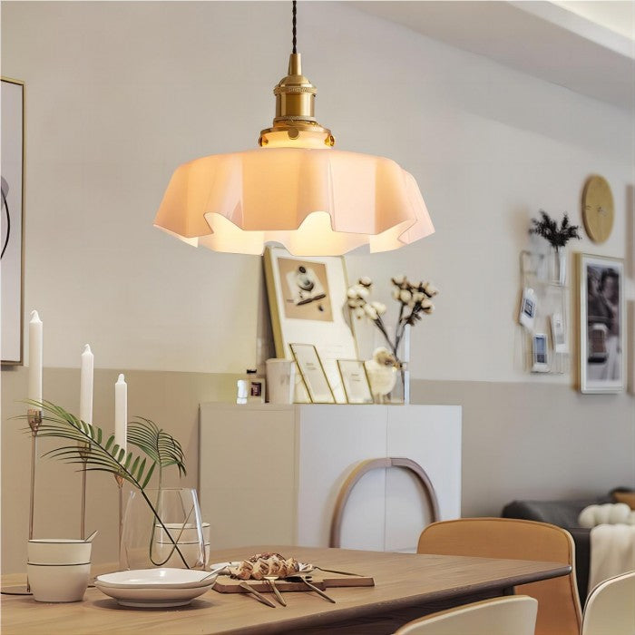 Frendorf | NostaLume Glasblume Hängelampe | Vintage Pendelleuchte | Elegantes Licht für Zuhause