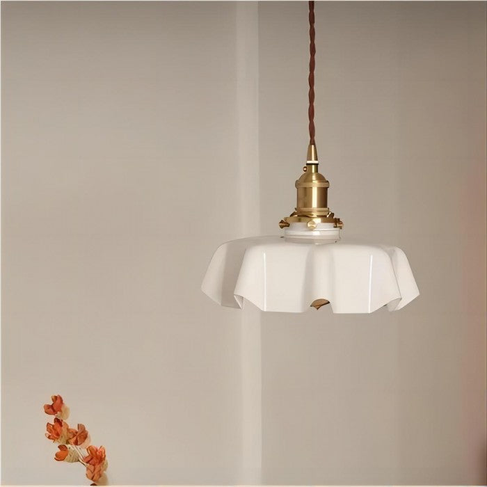 Frendorf | NostaLume Glasblume Hängelampe | Vintage Pendelleuchte | Elegantes Licht für Zuhause