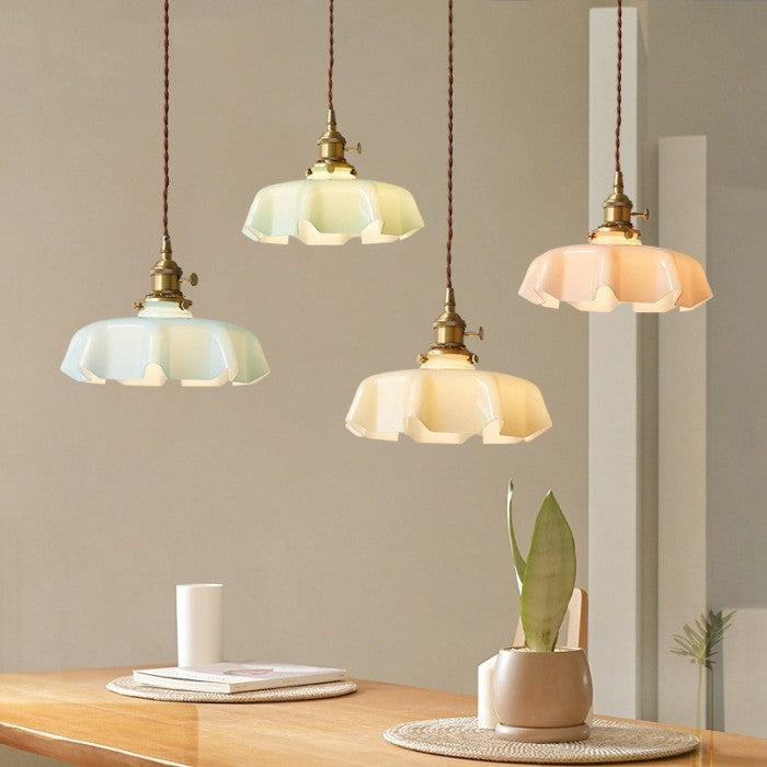 Frendorf | NostaLume Glasblume Hängelampe | Vintage Pendelleuchte | Elegantes Licht für Zuhause