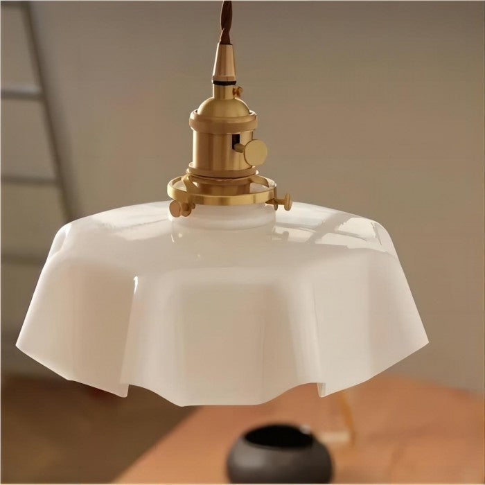 Frendorf | NostaLume Glasblume Hängelampe | Vintage Pendelleuchte | Elegantes Licht für Zuhause