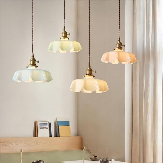 Frendorf | NostaLume Glasblume Hängelampe | Vintage Pendelleuchte | Elegantes Licht für Zuhause