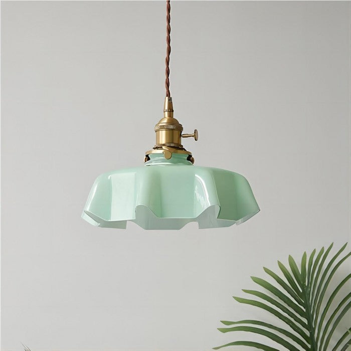 Frendorf | NostaLume Glasblume Hängelampe | Vintage Pendelleuchte | Elegantes Licht für Zuhause