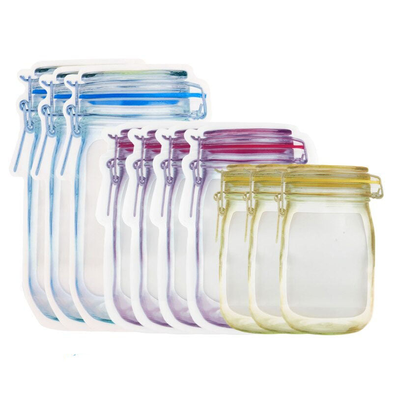 Frendorf | Wiederverwendbare Mason Jar Reißverschlussbeutel Lebensmittelaufbewahrungsbeutel Versiegeln Frisch Zip Lock