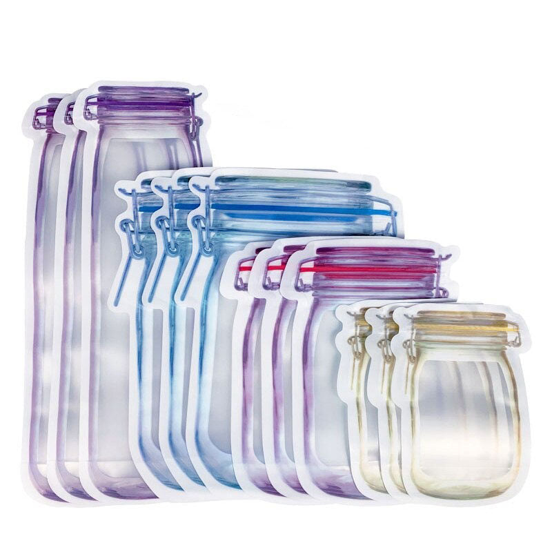 Frendorf | Wiederverwendbare Mason Jar Reißverschlussbeutel Lebensmittelaufbewahrungsbeutel Versiegeln Frisch Zip Lock