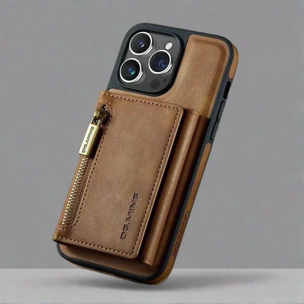 Frendorf | RFID iPhone Wallet Hülle | Abnehmbare magnetische Leder-Autohalterung Stoßfeste Hülle