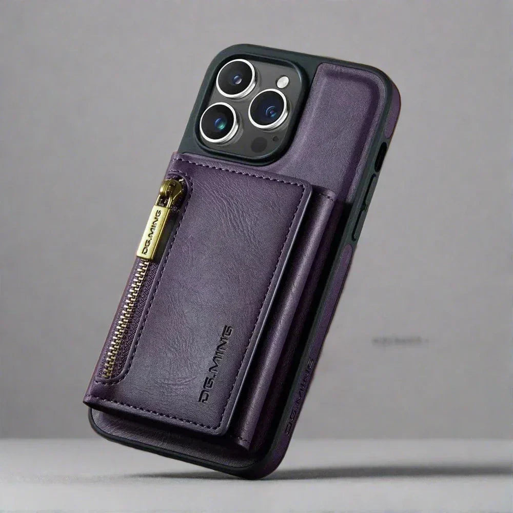 Frendorf | RFID iPhone Wallet Hülle | Abnehmbare magnetische Leder-Autohalterung Stoßfeste Hülle