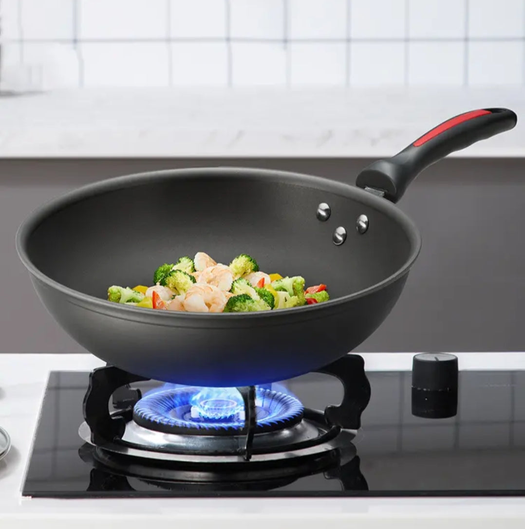 Frendorf | Schwarze Wok-Pfanne mit Deckel