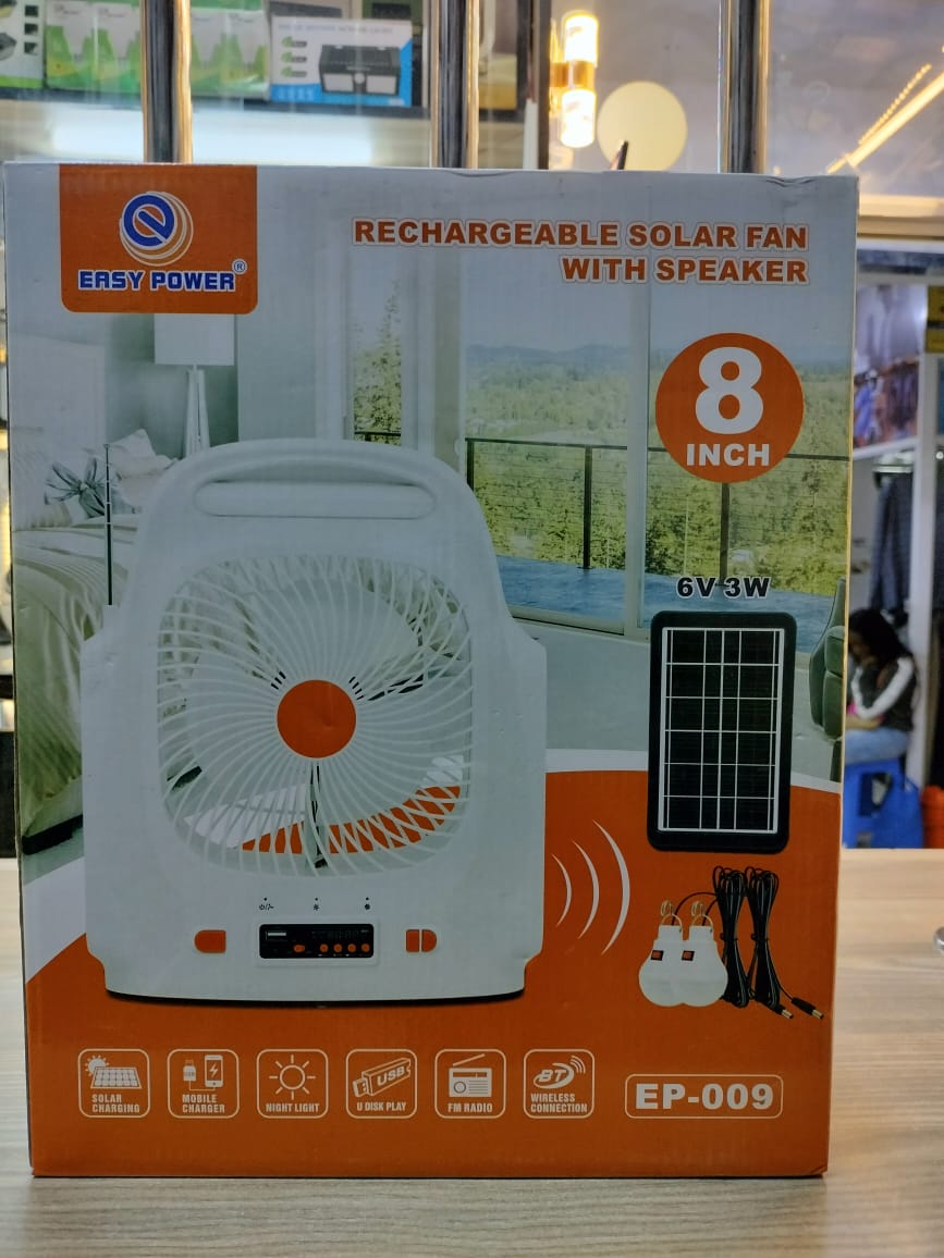 Frendorf | AC DC Fan mit Lautsprecher und Solarpanel