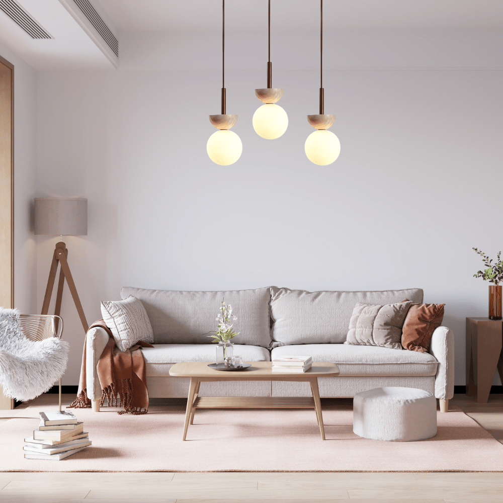 Frendorf | Bringen Sie Eleganz mit der runden Travertin-LED-Pendelleuchte