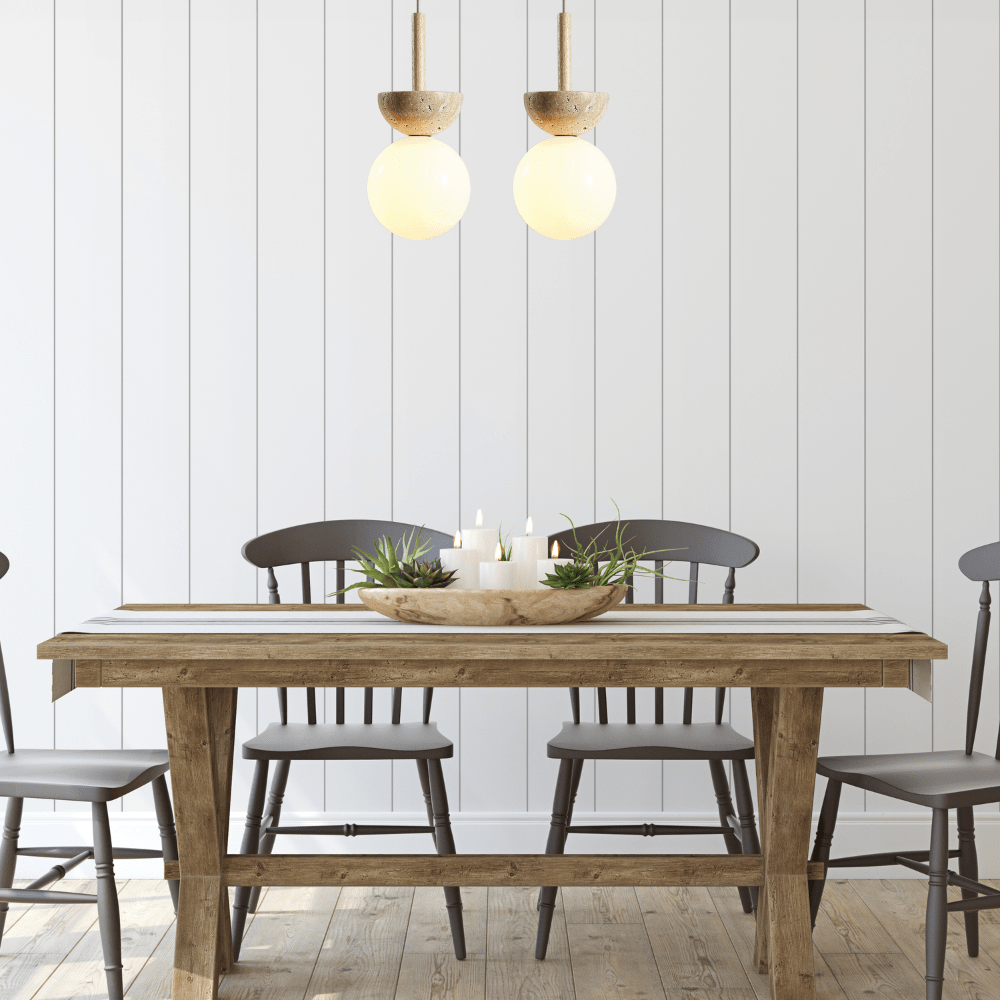 Frendorf | Bringen Sie Eleganz mit der runden Travertin-LED-Pendelleuchte