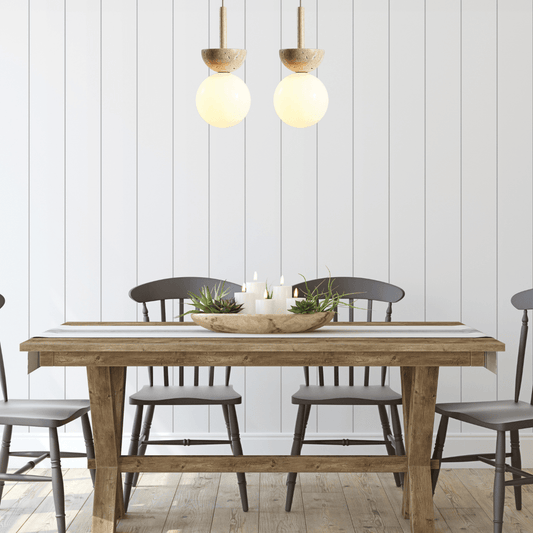 Frendorf | Bringen Sie Eleganz mit der runden Travertin-LED-Pendelleuchte