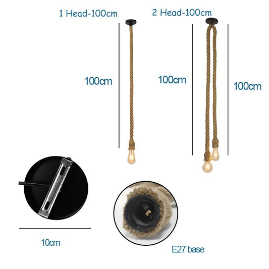 Vintage Hanfseil Pendelleuchte