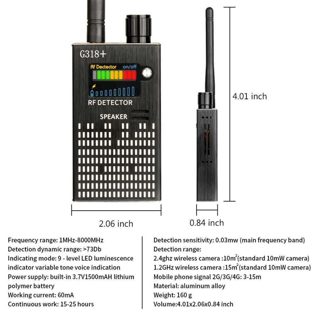 Frendorf | Spionagesignal-Wanzendetektor, HF-Detektor, versteckte Kamera, Laserlinse, GSM-GPS-Gerätefinder
