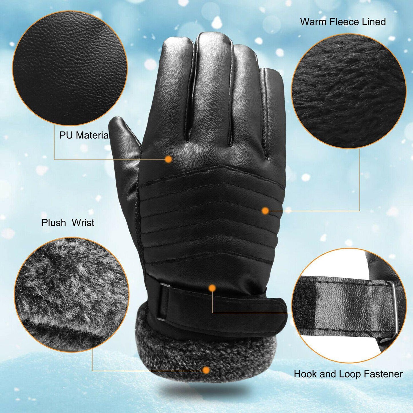 Frendorf | -30℃ Wasserdichte, warme Skihandschuhe aus Leder für den Winter | Touchscreen-kompatibel