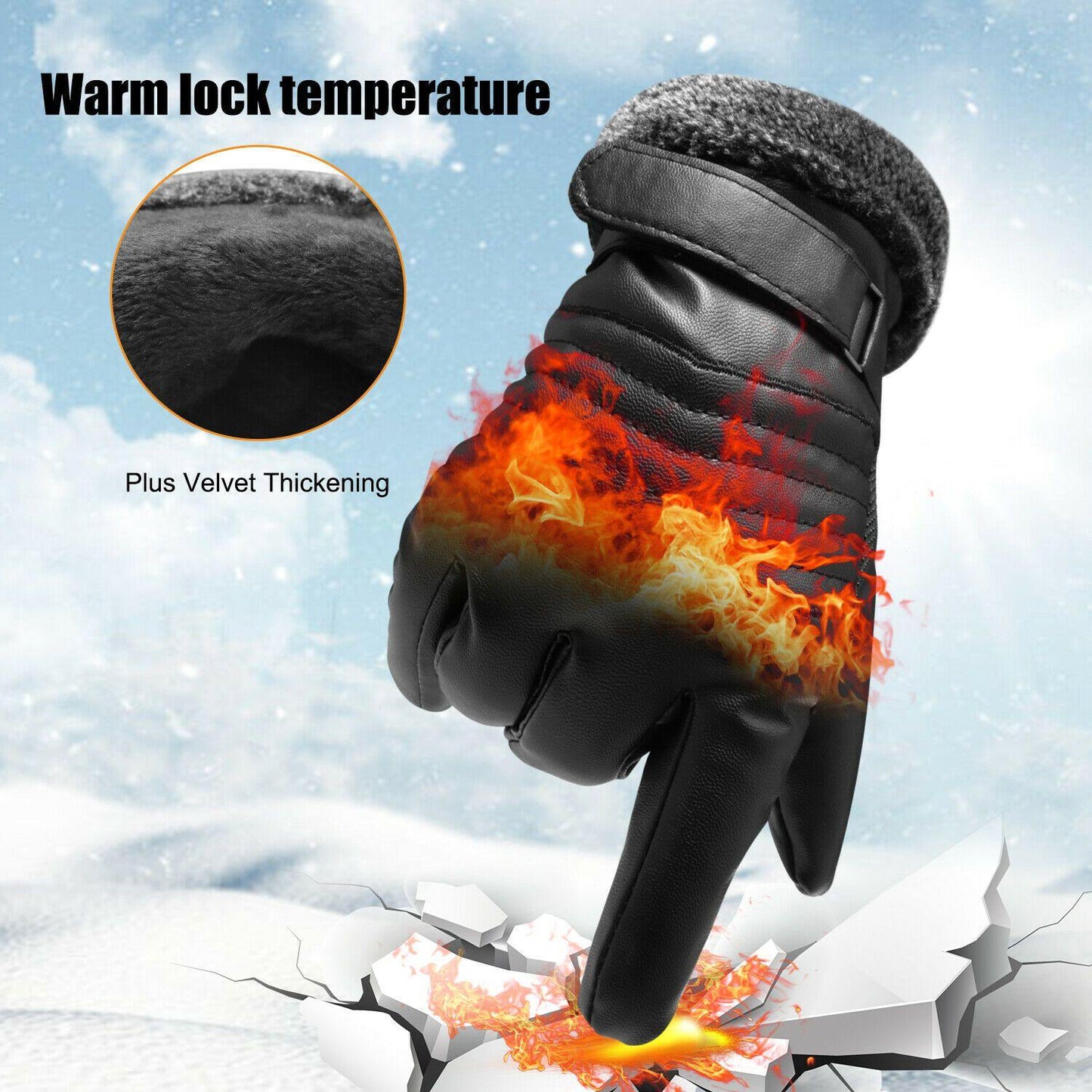 Frendorf | -30℃ Wasserdichte, warme Skihandschuhe aus Leder für den Winter | Touchscreen-kompatibel