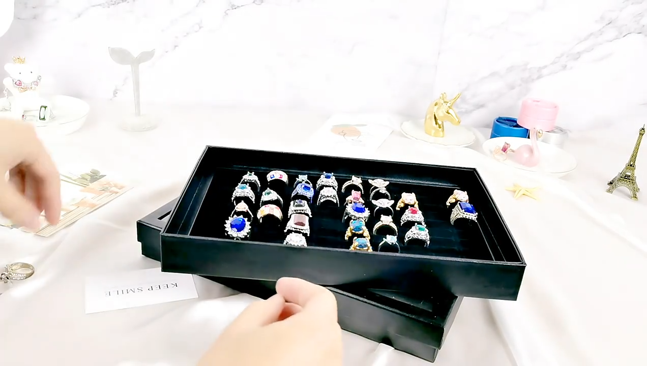 Frendorf | 100 Slots Schmuck Ring Anzeige Organizer Tray Halter Ohrringe Aufbewahrungsbox Fall