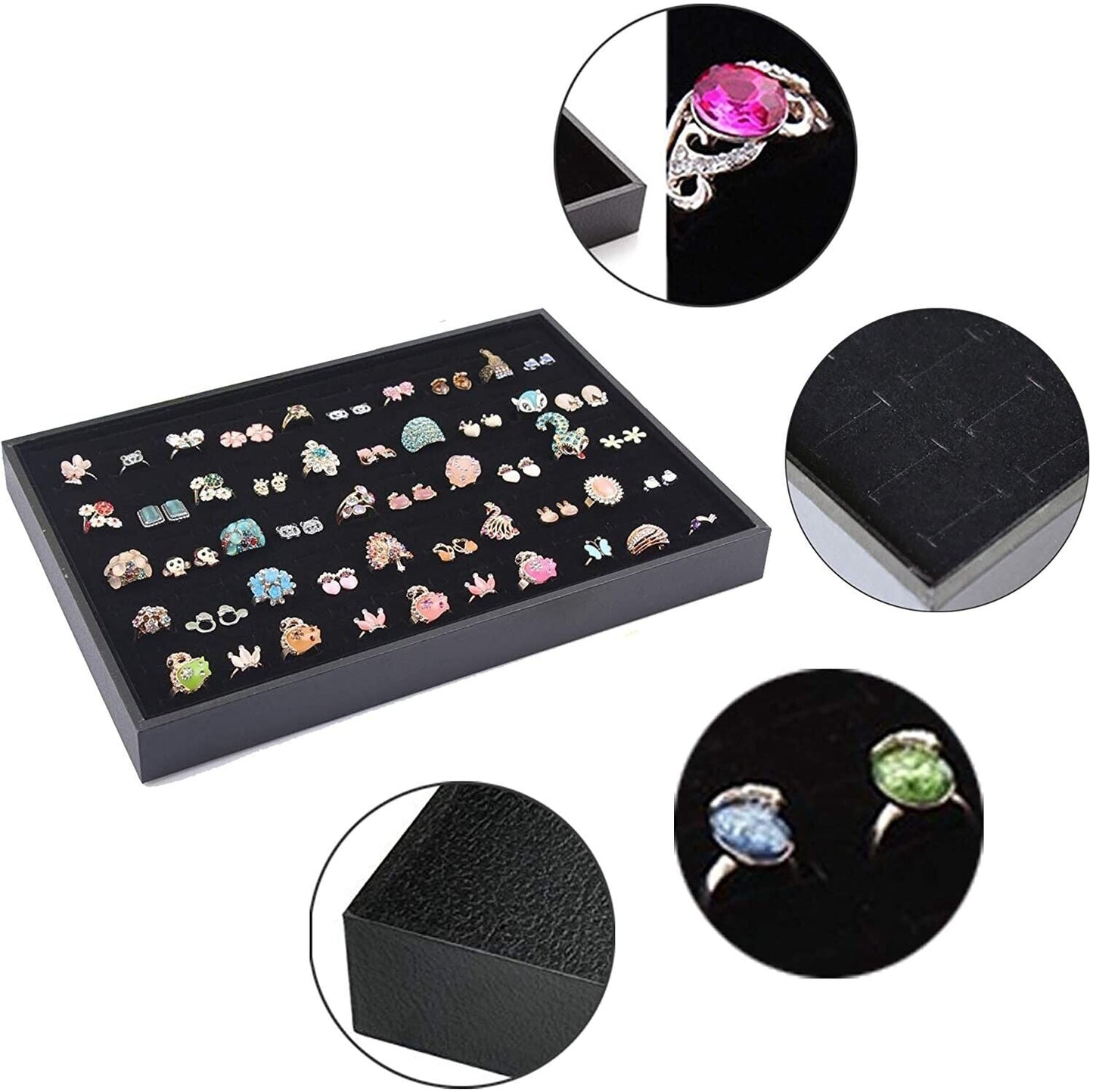 Frendorf | 100 Slots Schmuck Ring Anzeige Organizer Tray Halter Ohrringe Aufbewahrungsbox Fall