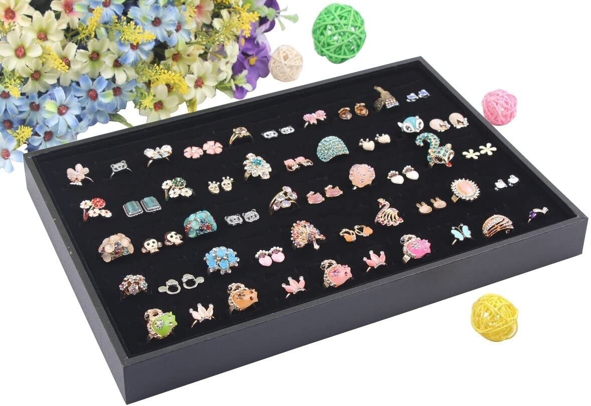 Frendorf | 100 Slots Schmuck Ring Anzeige Organizer Tray Halter Ohrringe Aufbewahrungsbox Fall
