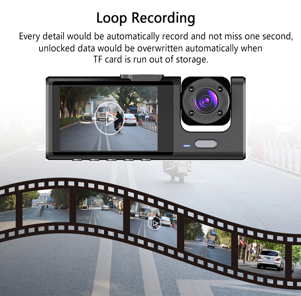 Frendorf | Auto Dual Lens Dash Cam HD 1080P Front/Rear/Innen Video Recorder Kamera G-Sensor