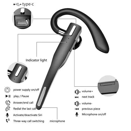 Frendorf | Trucker Dual Mic Drahtloses Bluetooth 5.1 Noise Cancelling Headset/Ohrenhörer