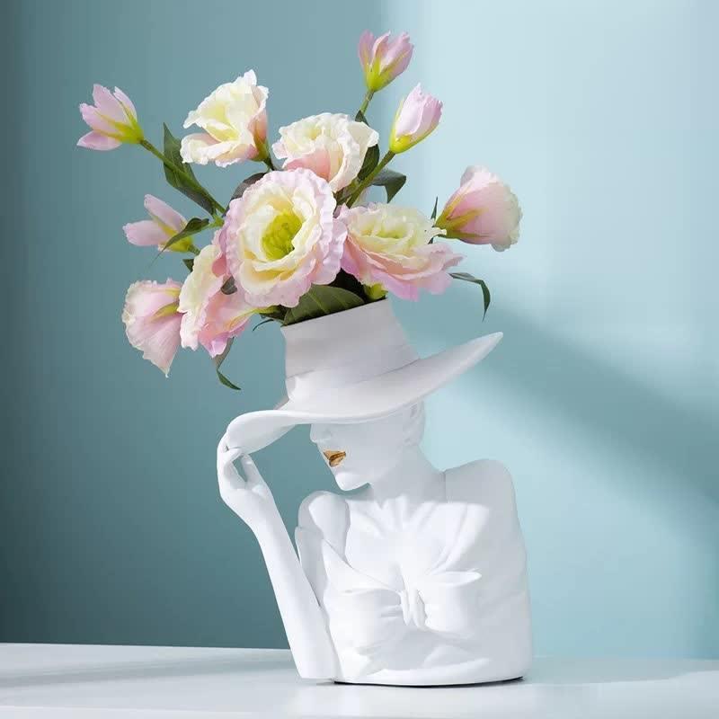 Frendorf | FemiVase Damenhut Design Vase | Kunstvolle Dekoration | Elegantes Wohnaccessoire | Handgefertigt