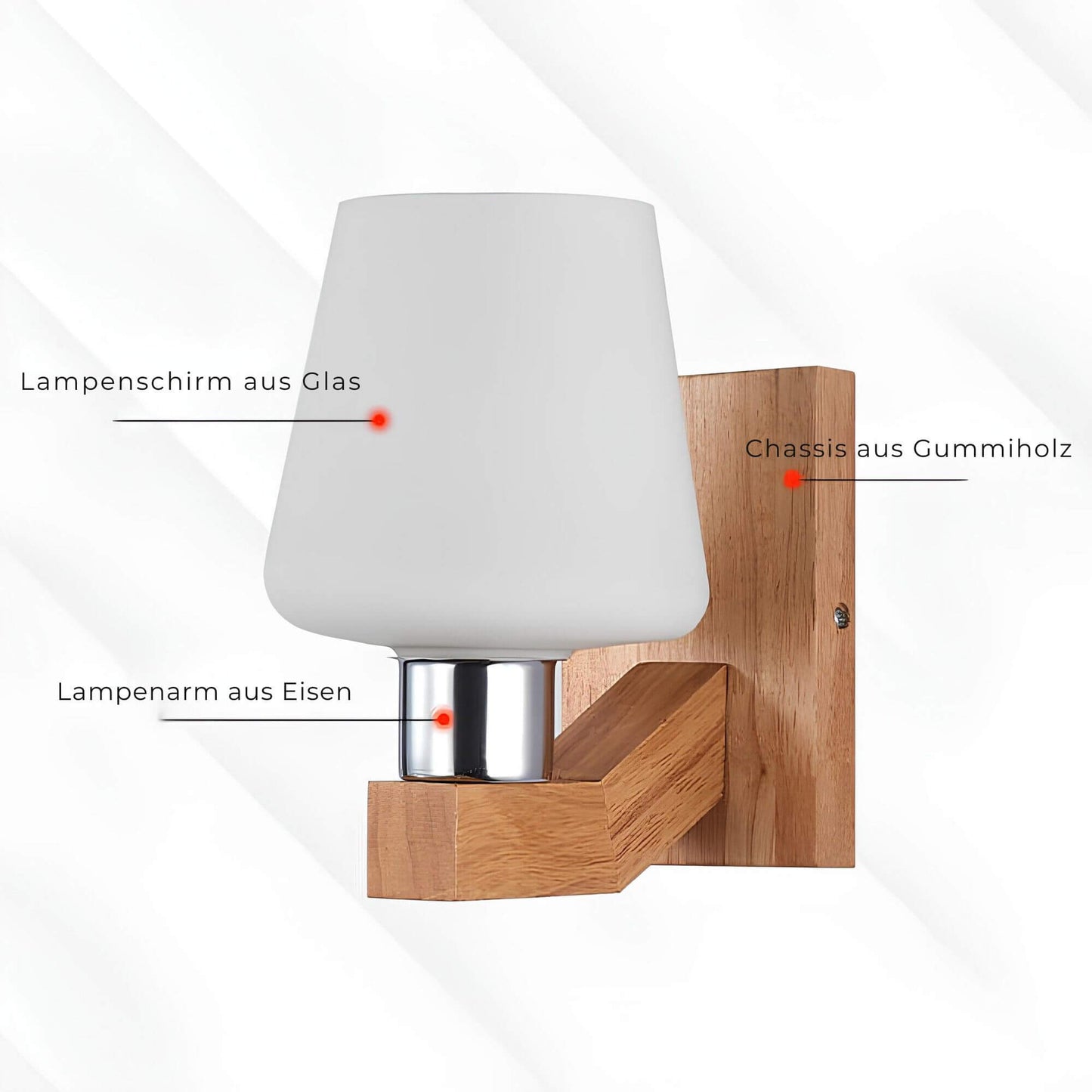 Moderne Glas - Holz Wandlampe