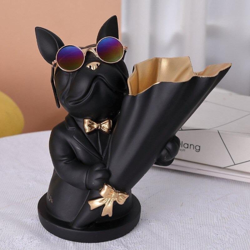 Frendorf | BulldogBloom French Bulldog Blumenvase | Stilvolle Tier-Deko für Zuhause | Handgefertigt | Farbvielfalt