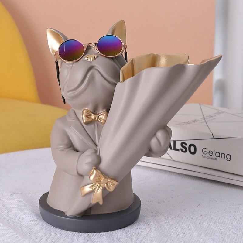 Frendorf | BulldogBloom French Bulldog Blumenvase | Stilvolle Tier-Deko für Zuhause | Handgefertigt | Farbvielfalt