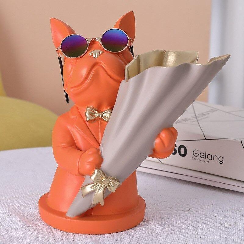 Frendorf | BulldogBloom French Bulldog Blumenvase | Stilvolle Tier-Deko für Zuhause | Handgefertigt | Farbvielfalt