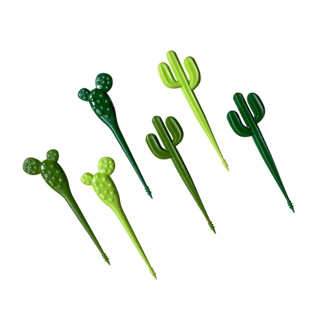 Set von sechs grünen 'Kaktus' Dessertgabeln