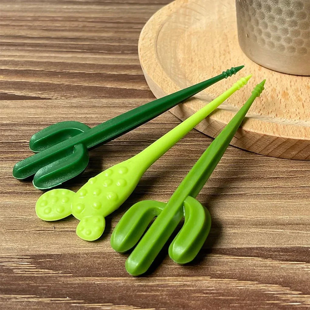 Set von sechs grünen 'Kaktus' Dessertgabeln