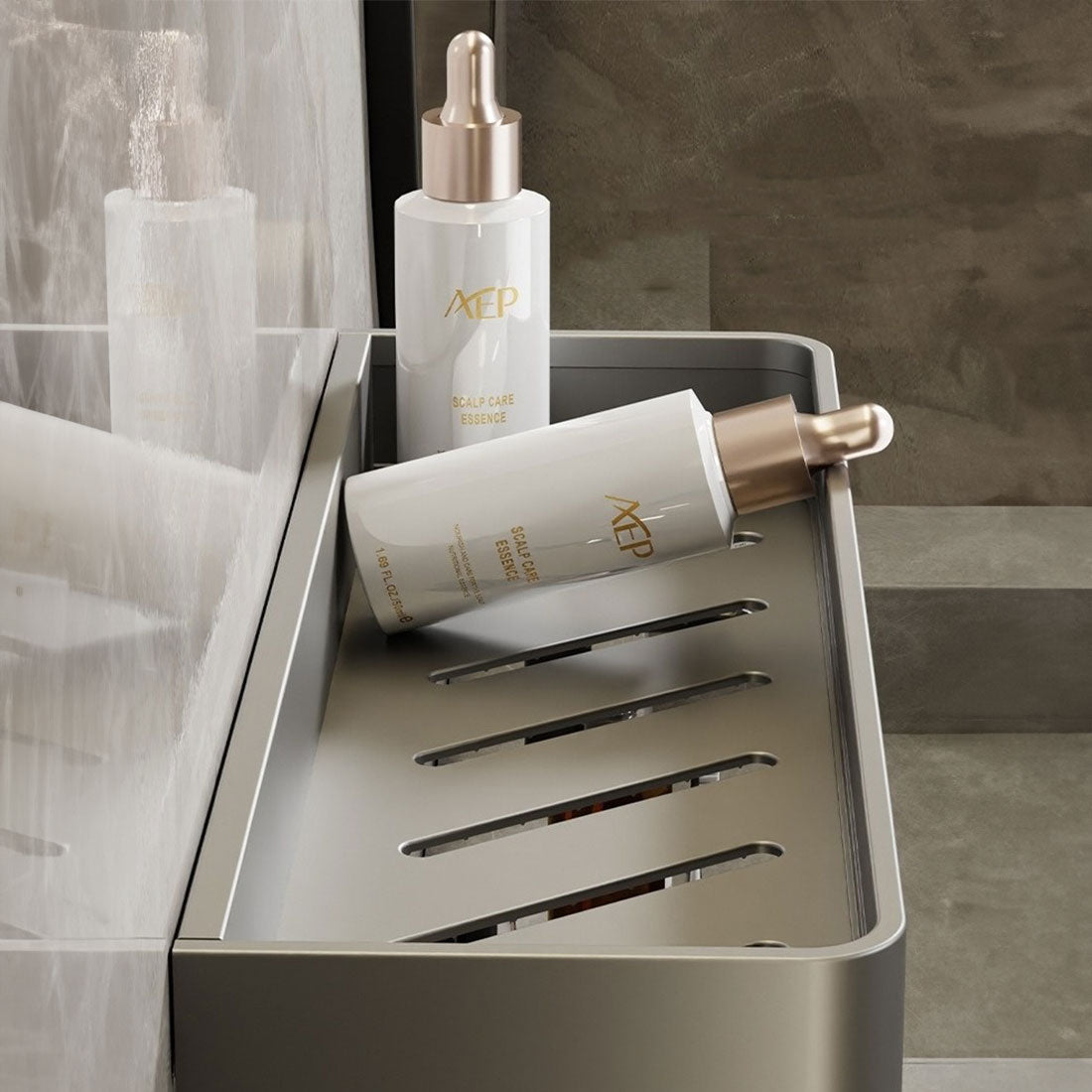 Frendorf | Zeitgenössische, elegante Badezimmerregale in Grau