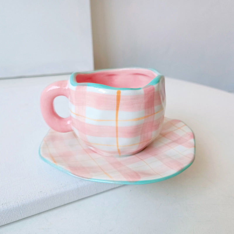 Frendorf | Handbemalte kreative Kaffeetasse, Keramiktasse und Unterteller-Set