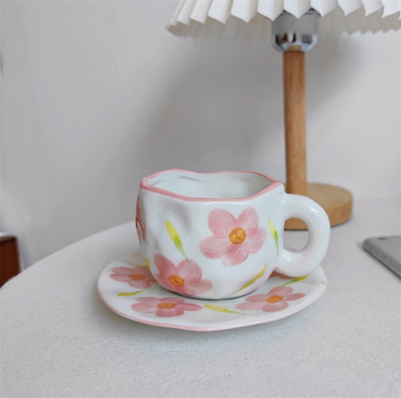 Frendorf | Handbemalte kreative Kaffeetasse, Keramiktasse und Unterteller-Set